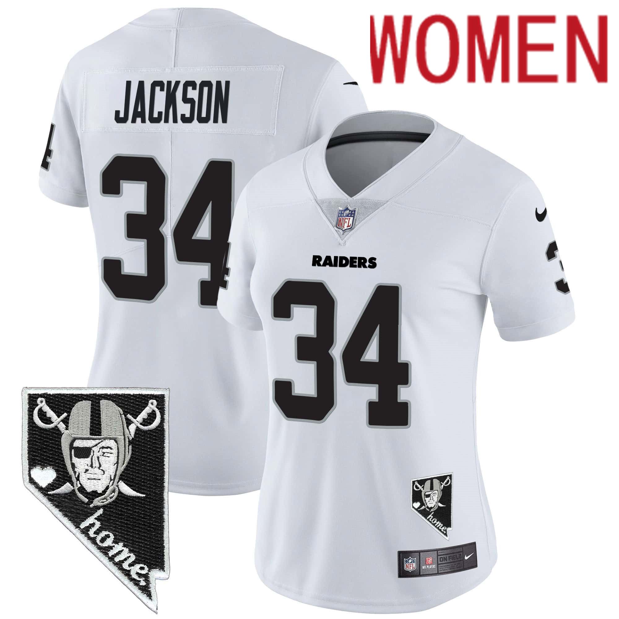 Women Oakland Raiders #34 Jackson White 2024 Nike Nevada Home Patch Vapor NFL Jersey